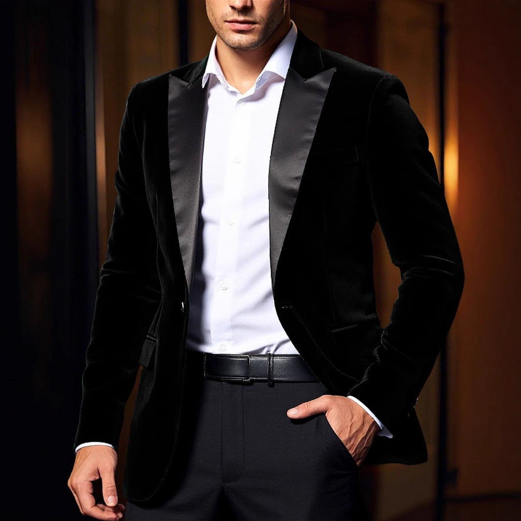 Elegant velvet jacket for men with satin collar Lune London