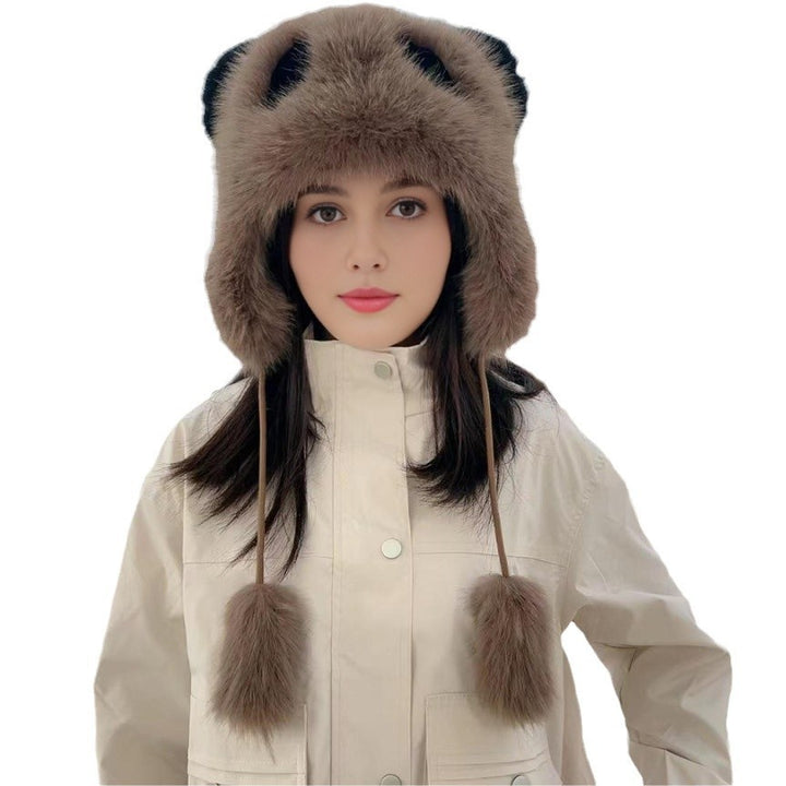 Ladies Plush Panda Beanie with Trendy Ears Lune London
