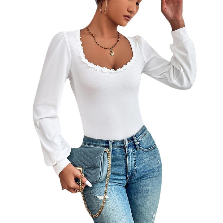 Chemise à manches longues pour femme avec décoration en volants élégante et coupe ajustée Chic & Stil