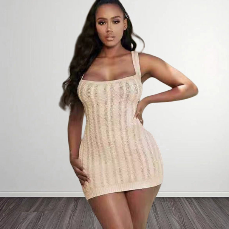 Ladies' knit dress with an off-shoulder design and refined ruffle details Lune London