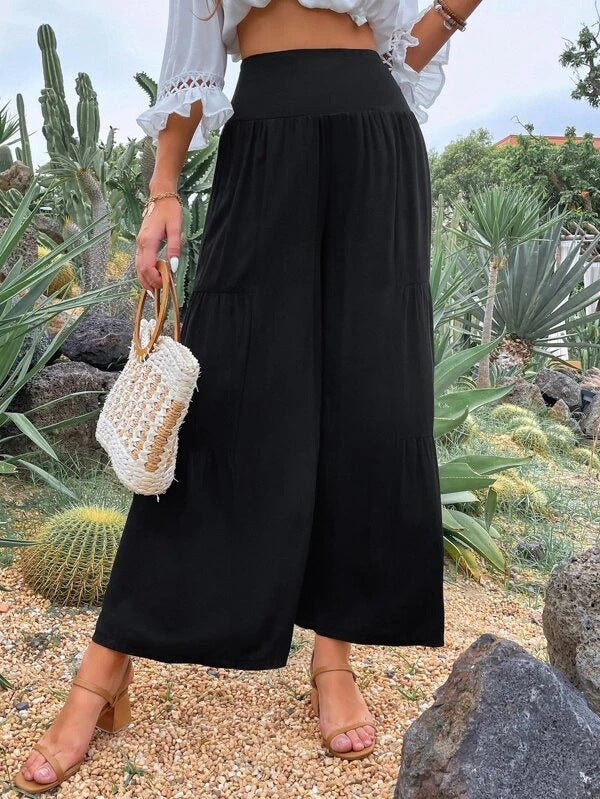 Summer pants for women, loose fit with elastic waist and fluid cut Lune London