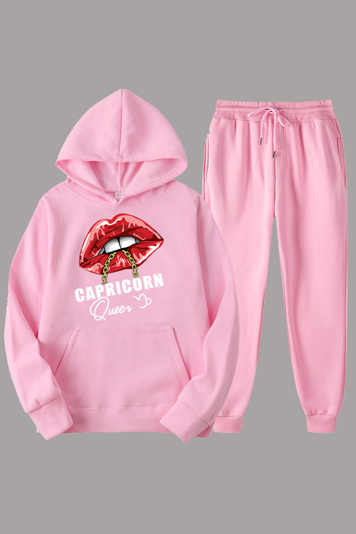 Women's hoodie and jogger pants set with catchy lip pattern Lune London