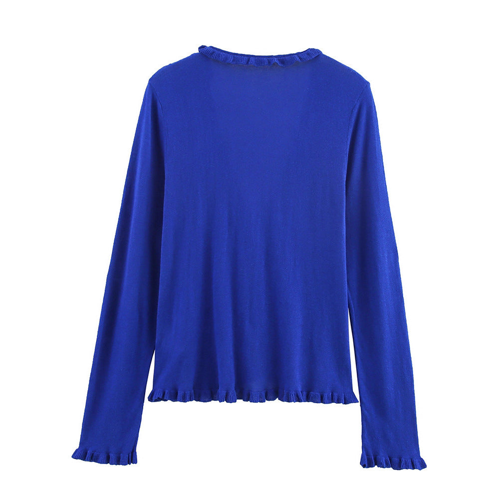 Ladies cardigan with fashionable ruffle details Chic und Stil