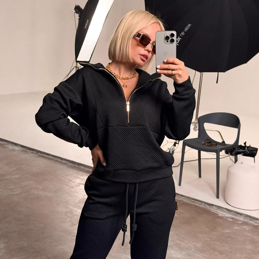 Ladies Modern High Collar Fleece Sports Jacket with Zipper Lune London
