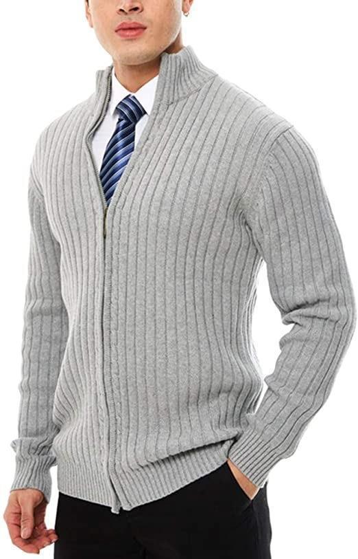 Men's knitted jacket with high collar and zipper Lune London