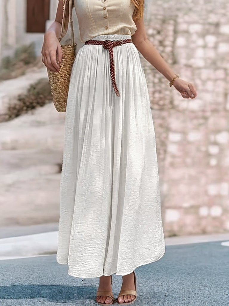 Long Maxi Dress for Women with Elastic Belt and Fluid Fabric Lune London