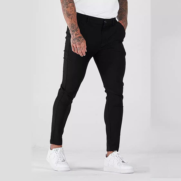 Slim-fit chino pants for men with elastic waist and stylish design Lune London