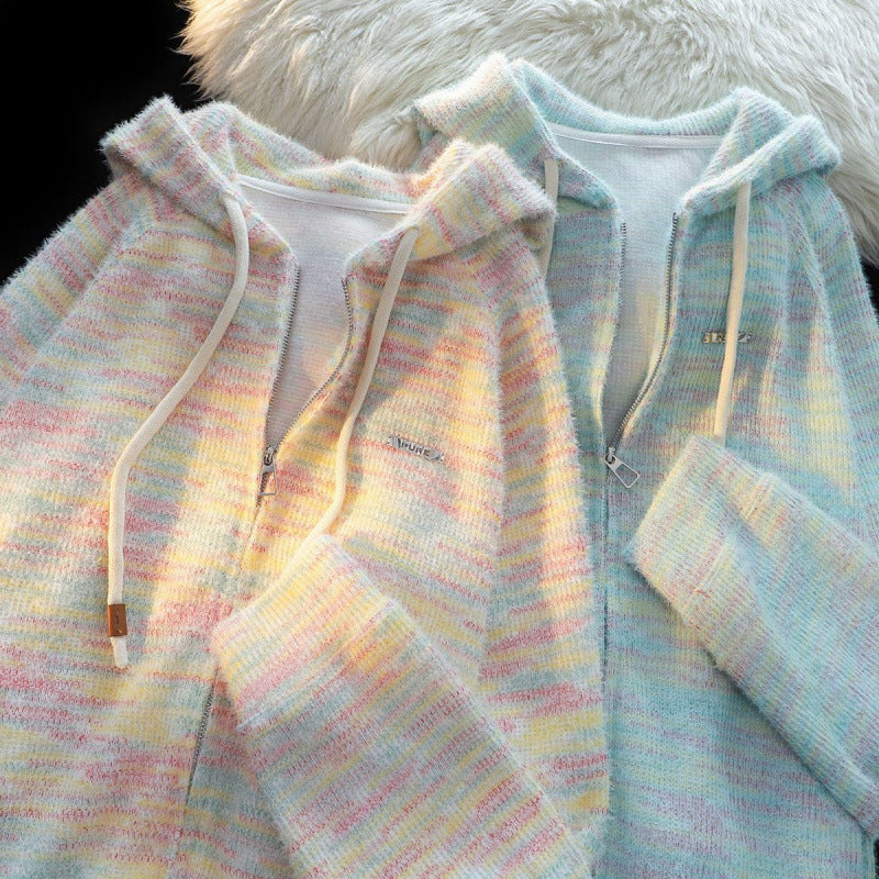 Ladies zip hoodie with slightly structured boucle pattern and practical pockets Lune London