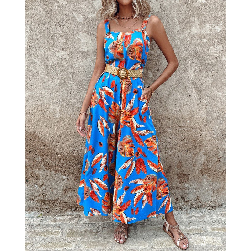 Ladies Floral Print Lightweight Chic Overall