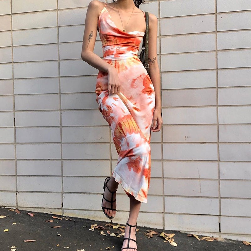 Maxi dress for women with adjustable spaghetti straps Lune London