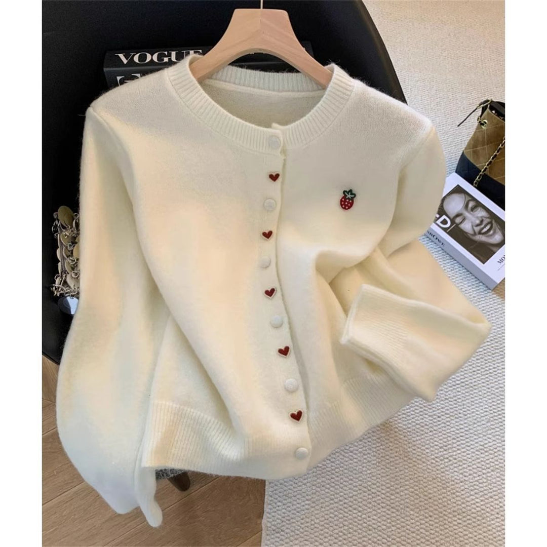Gilet confortable pour femmes avec appliqués cœur et fraise Chic & Stil
