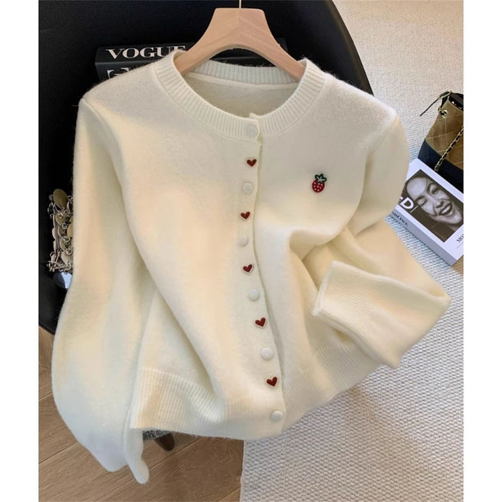 Gilet confortable pour femmes avec appliqués cœur et fraise Chic & Stil