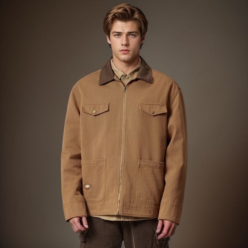 Work jacket for men with a sturdy look featuring functional pockets and reinforced collar Lune London