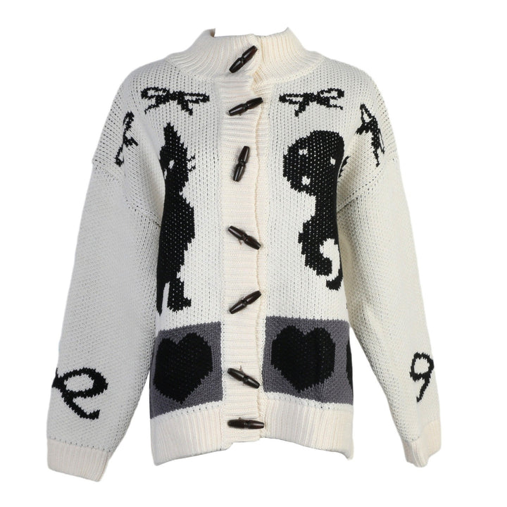 Women's cardigan with playful animal patterns and chic button details