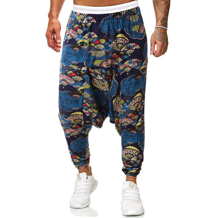 Harem pants for men with unique fancy pattern and elastic waist Lune London