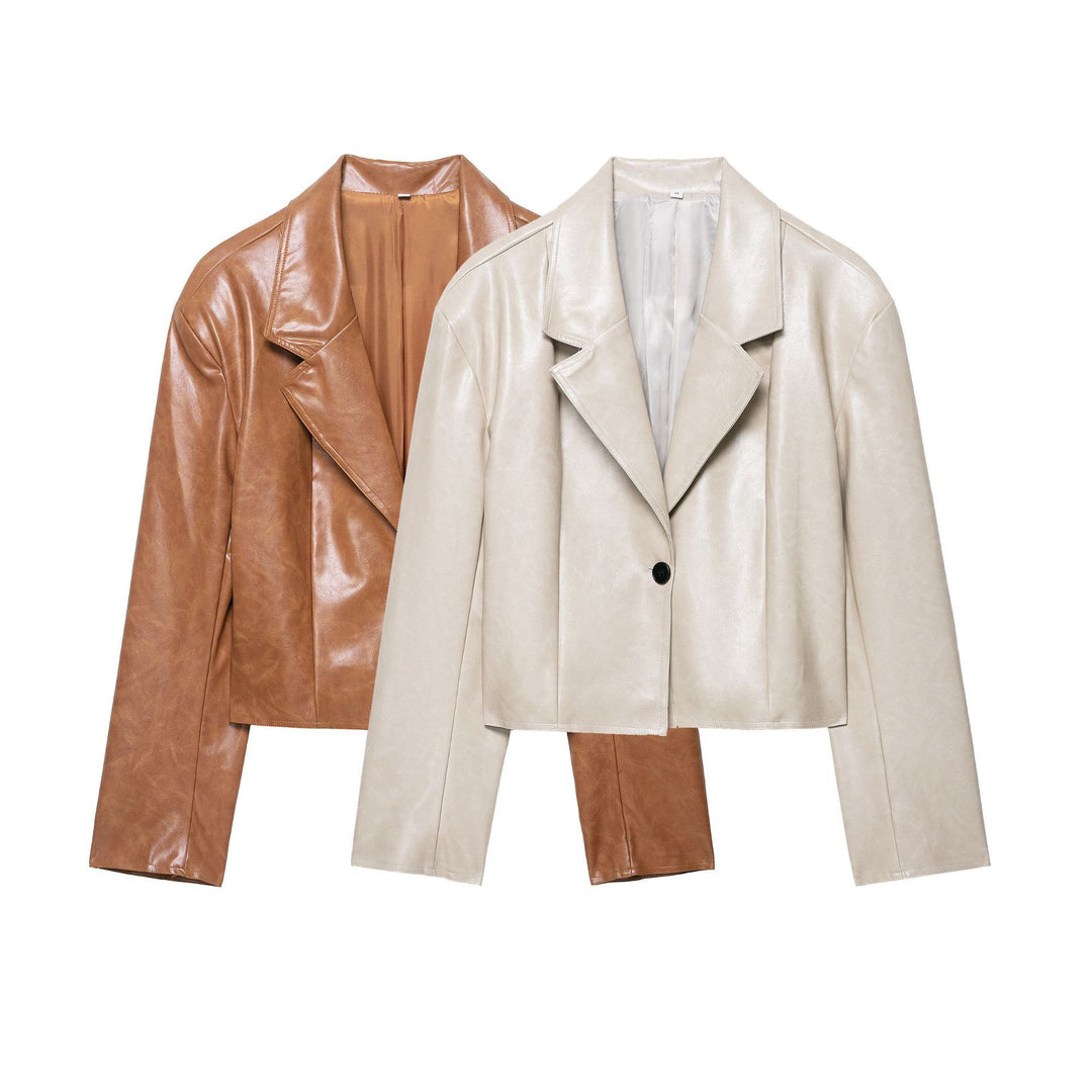 Cropped faux leather jacket for women Lune London