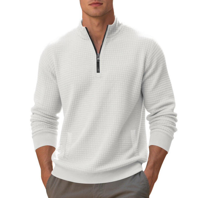 Sporty pullover for men with zipper and textured surface Lune London