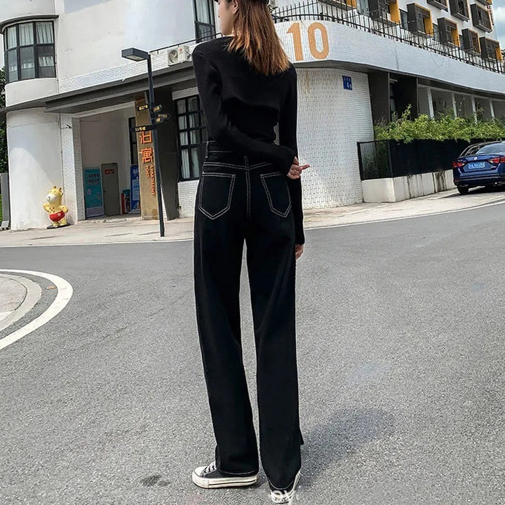 Jean femme taille haute à jambe large Chic & Stil