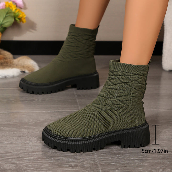 Fashion boots for ladies with textured upper and non-slip sole Lune London