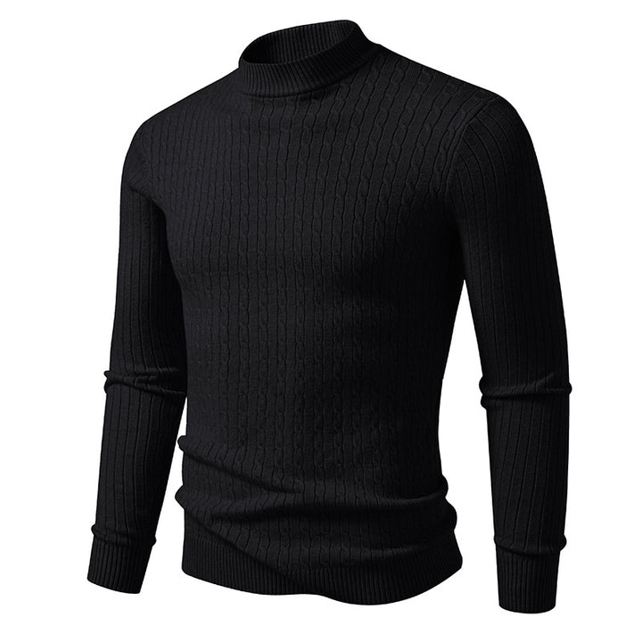 Men's turtleneck sweater with textured cable design Lune London