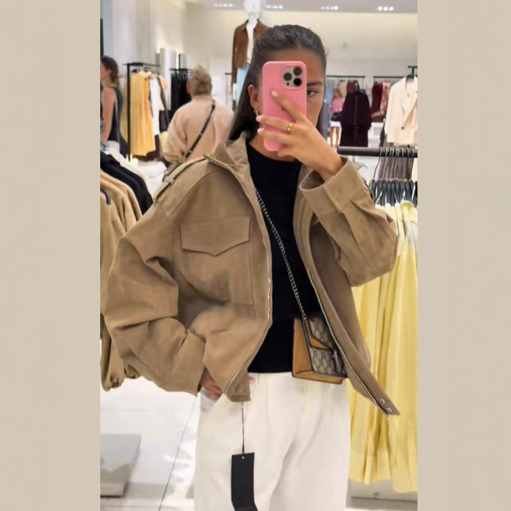 Veste en suède surdimensionnée élégante et confortable pour femmes Chic & Stil
