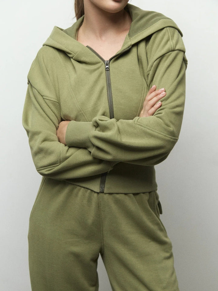 High-quality fleece women's lounge set with hoodie and wide pants Lune London