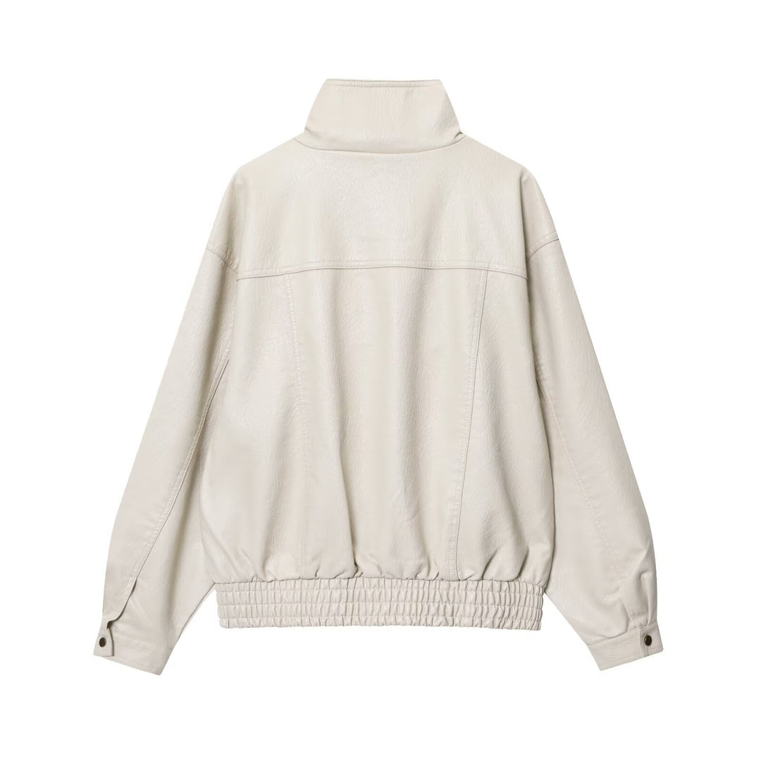 Casual faux leather jacket for women with high collar and width adjustment Lune London