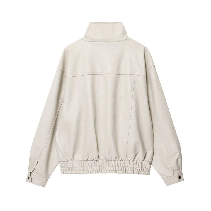 Casual faux leather jacket for women with high collar and width adjustment Lune London