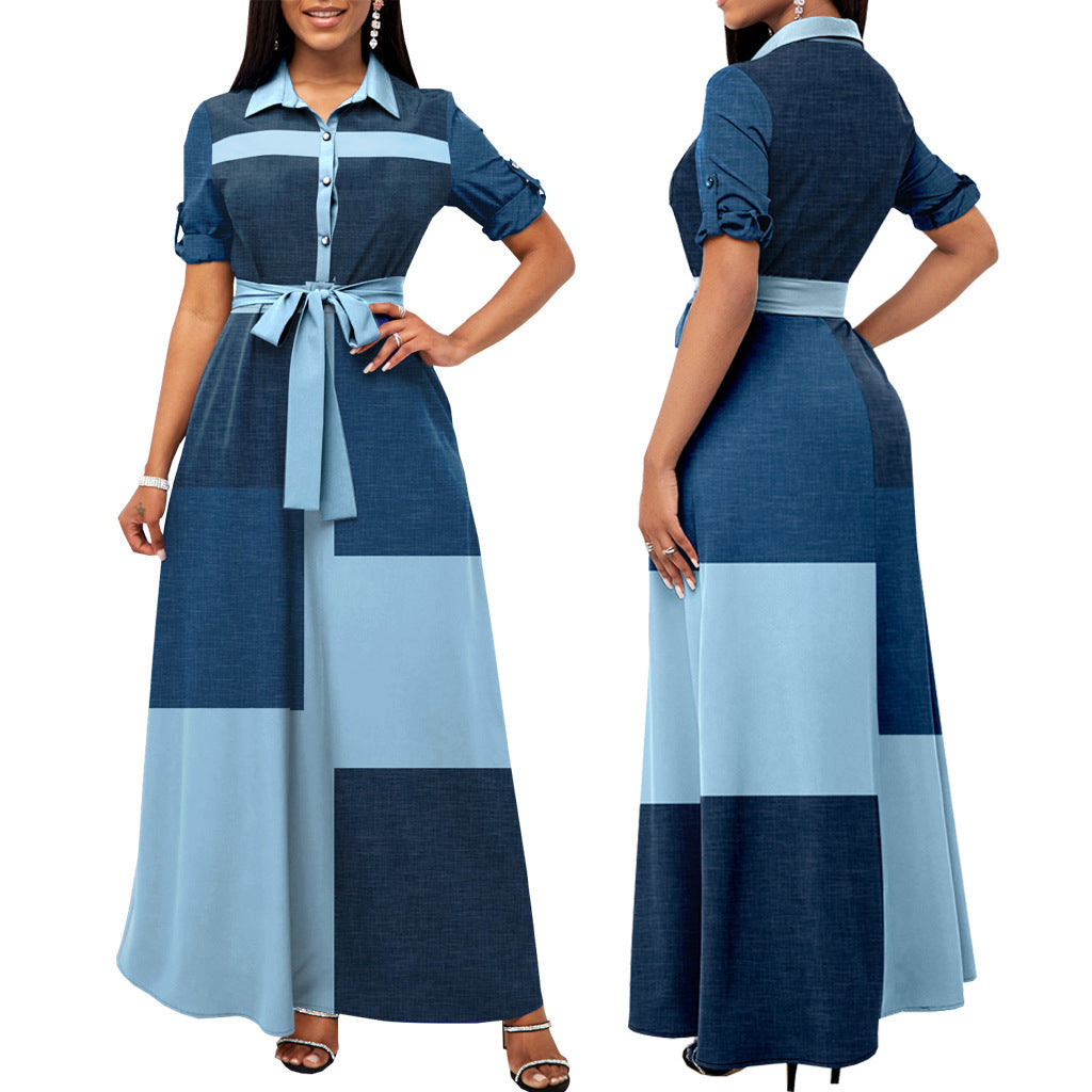 Elegant maxi dress with buttons for women with a fitted belt Lune London
