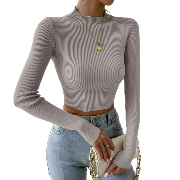 Fine knit pullover for women with trendy high collar and wave-free design Lune London