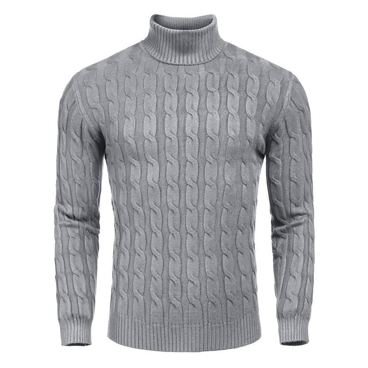 Men's Fashionable Turtleneck Sweater with Cable Pattern Lune London