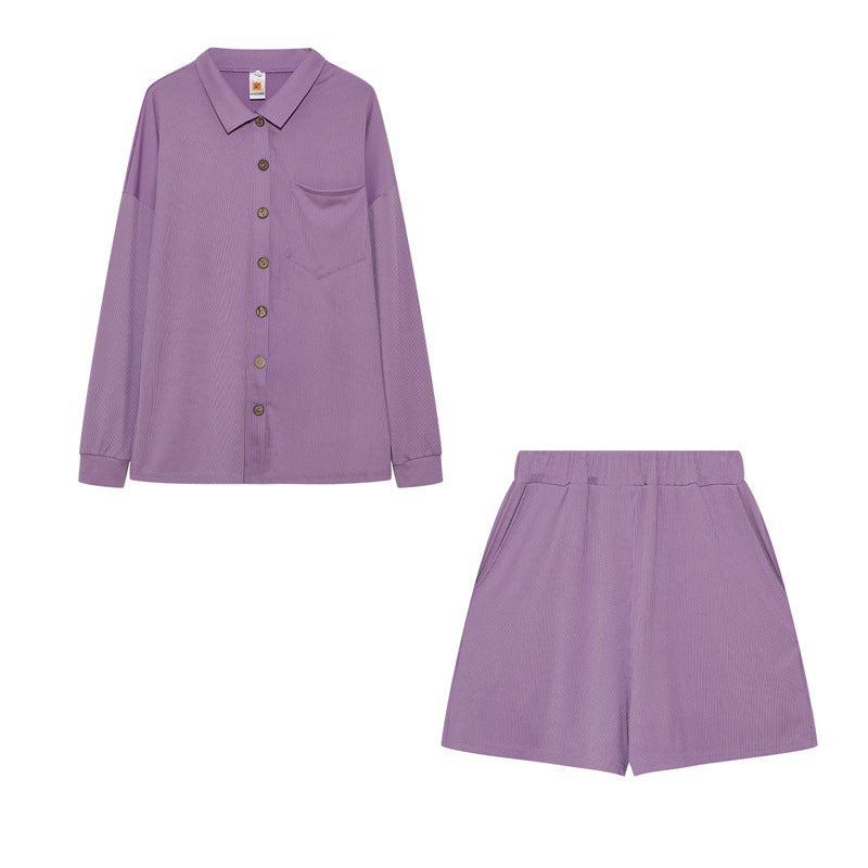 Lune London women's casual shirt and shorts set with chest pocket