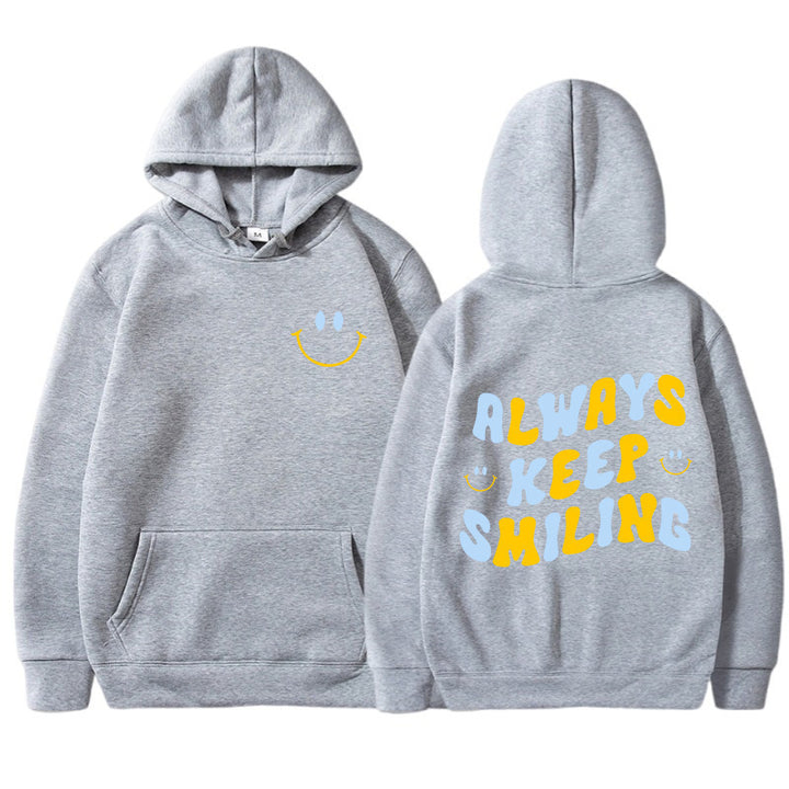 Ladies hoodie with cheerful lettering and practical kangaroo pockets Lune London
