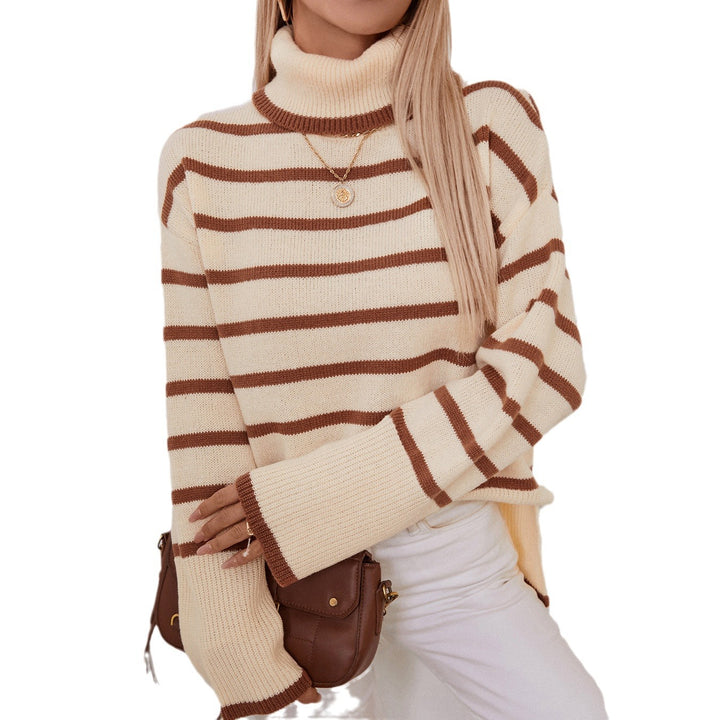 Lune London women's turtleneck sweater with wide stripes and relaxed fit