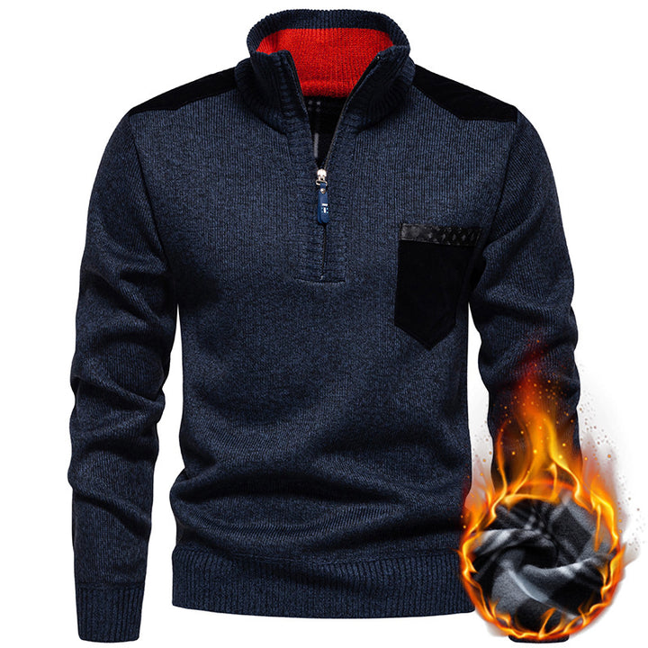 High-quality pullover for men with a high collar and zipper Lune London