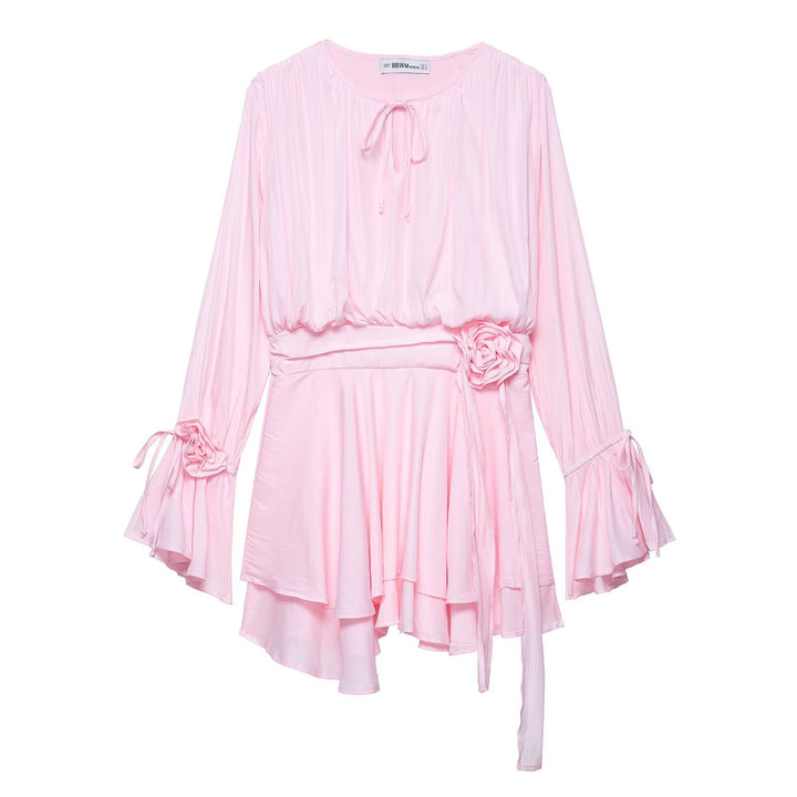 Elegant wrap dress for women with a romantic ruffle design Lune London