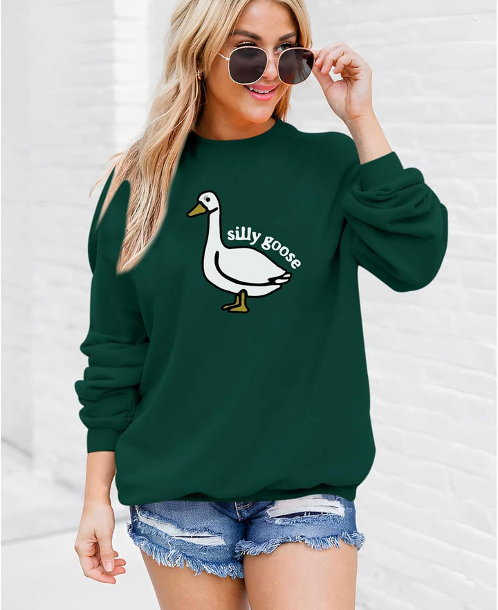 Sweatshirt pour femme avec motif de canard ludique et coupe décontractée Chic & Stil