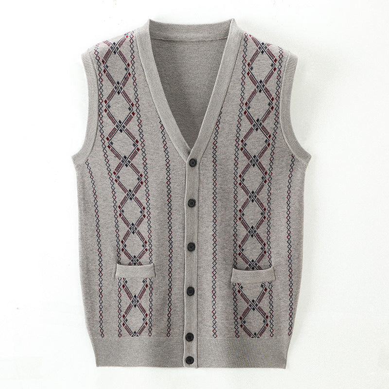 Elegant knitted vest for men with diamond pattern and shawl collar Lune London