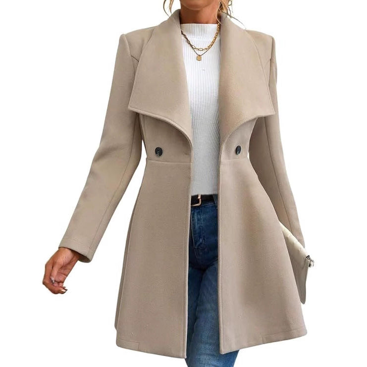 Women's transitional coat with large lapels and double-breasted buttons Lune London