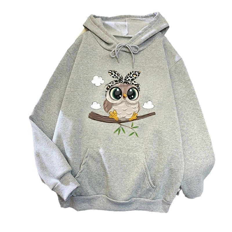 Women's hooded sweatshirt with cute owl motif Chic & Stil