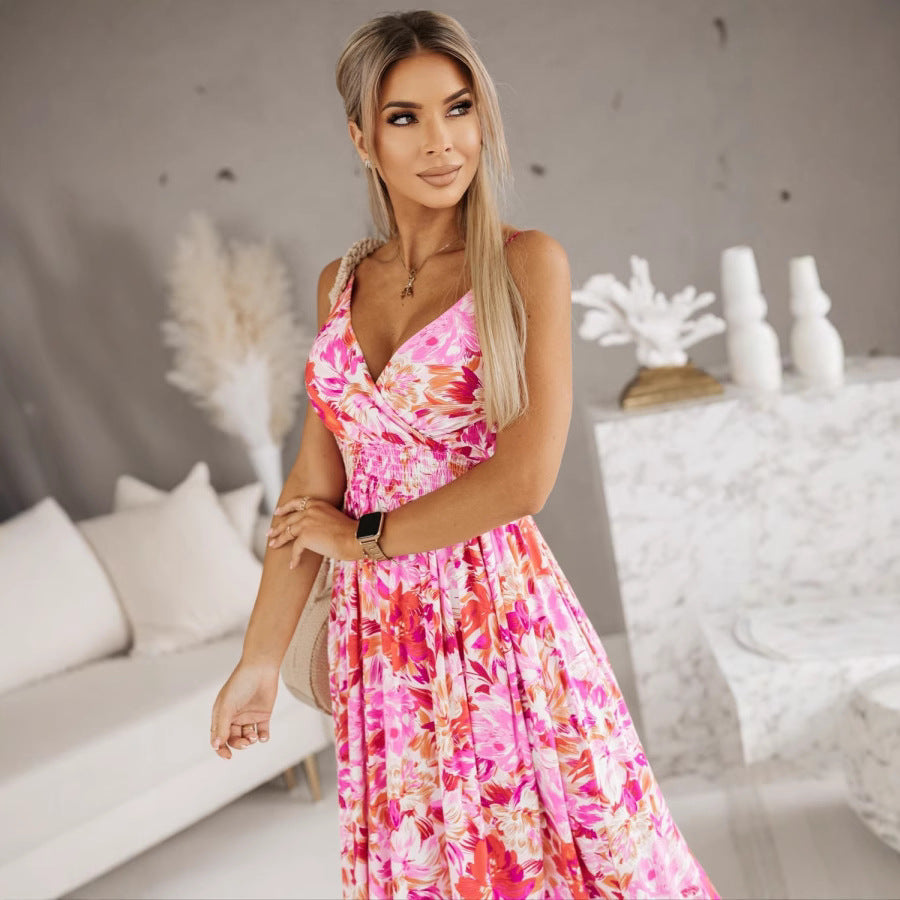 Chic and Stylish Tropical Leaf Print Maxi Dress for Women