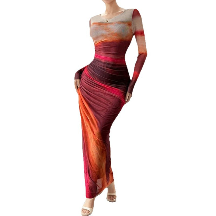 Elegant women's maxi dress with innovative gradient color Lune London