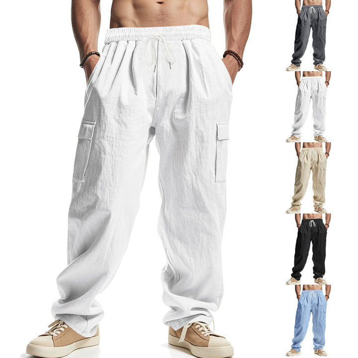 Casual cargo pants for men with practical side pockets and adjustable drawstring Lune London