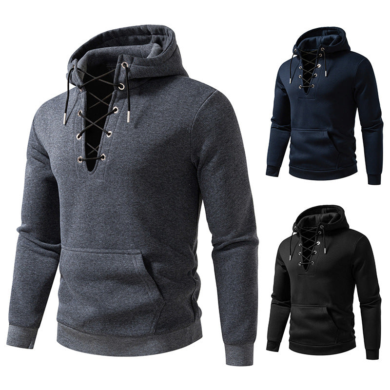 Men's hoodie with trendy lacing design Lune London