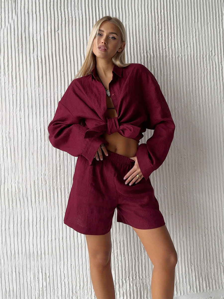 Casual linen blouse and shorts set Lune London for women