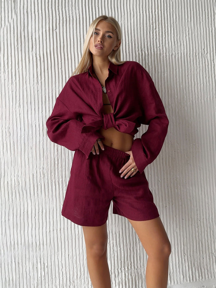 Casual linen blouse and shorts set Lune London for women