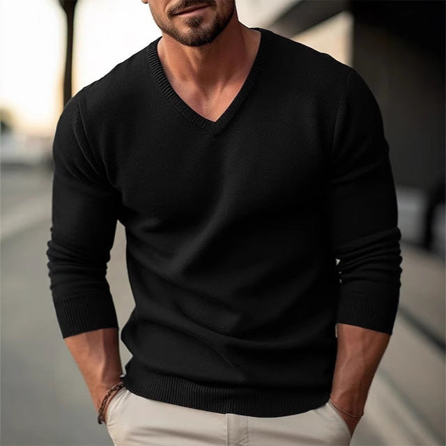 Men's V-Neck Fine Knit Sweater Lune London