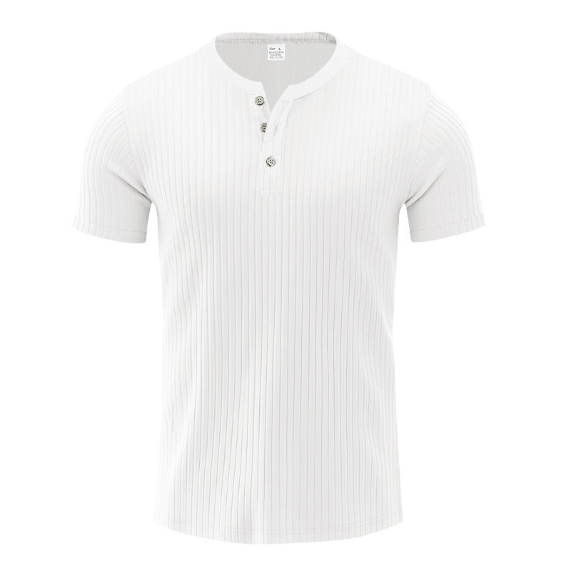 Trendy short sleeve Henley shirt for men with textured design Lune London