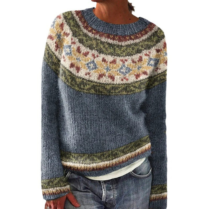 Pull confortable pour femmes avec jacquard floral et coupe large Chic & Stil