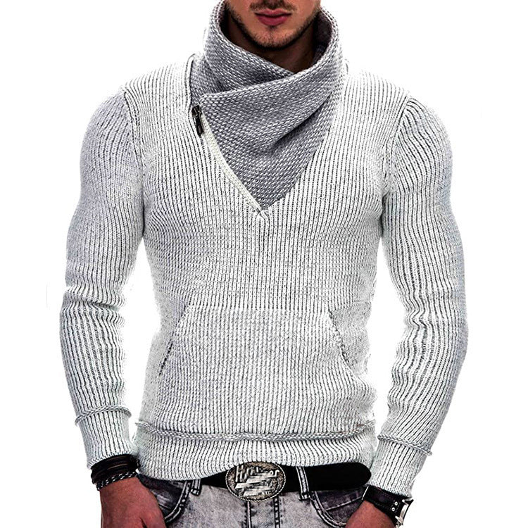 Modern sweater for men with wide collar and innovative zip detail Lune London